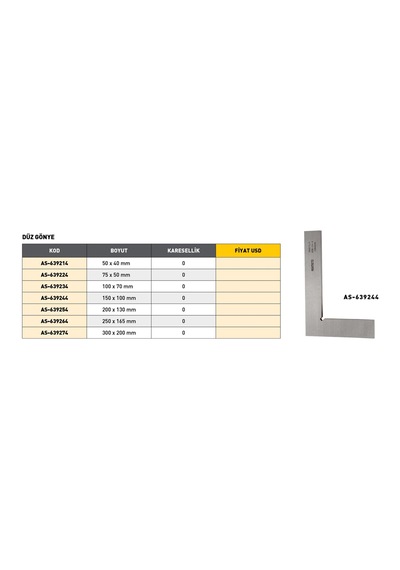 Fett 150x 100mm Asimeto Metal Düz Gönye As-639244