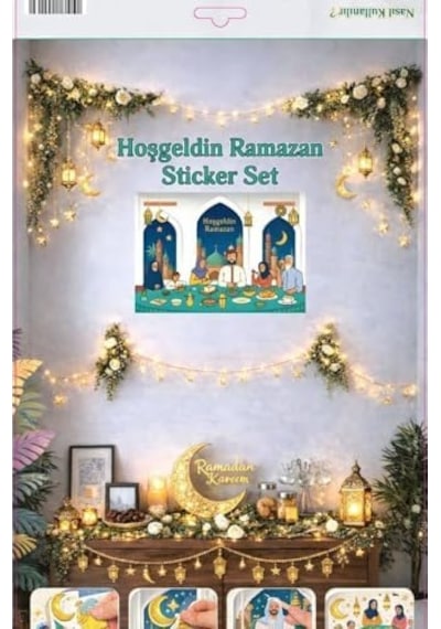 Sticker Hoş Geldin Ramazan Süsü, Ramazan Süsleri, Ramazan Tavan Süsü Ramazan Desenli Ürünler