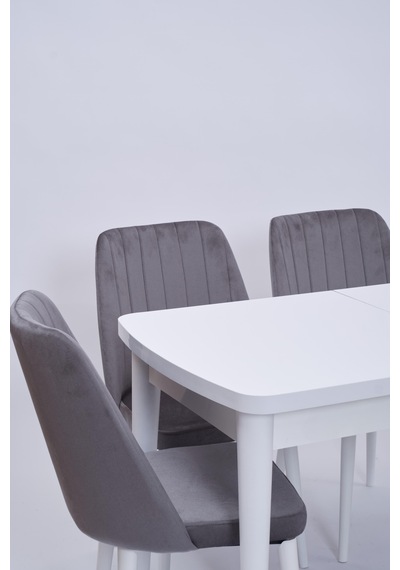 Nehir Milano Mdf Lak Panel Açılır Mutfak Masa Takımı 75x130cm beyaz