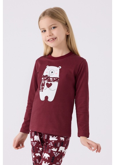 Arnetta Kız Çocuk Bordo Pijama Takımı Bordo