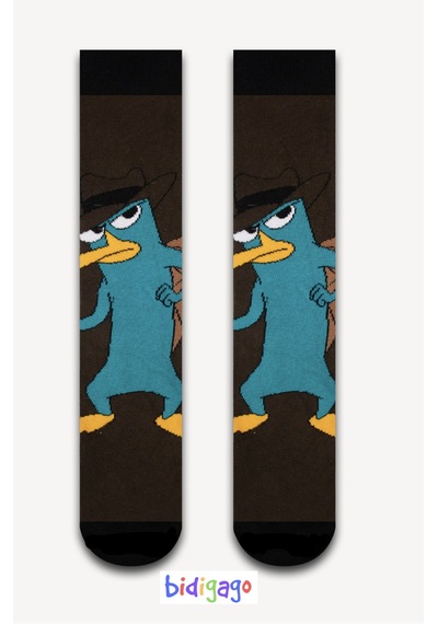 Bidigago Ornitorenk Perry Desenli Unisex Çorap Renkli