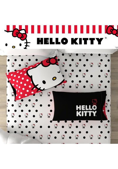 Hello Kitty Bedding Süper Yumuşak Mikrofiber 3 Parça İkiz Çarşaf Seti, Resmi Lisanslı Ürün Çok Renkli