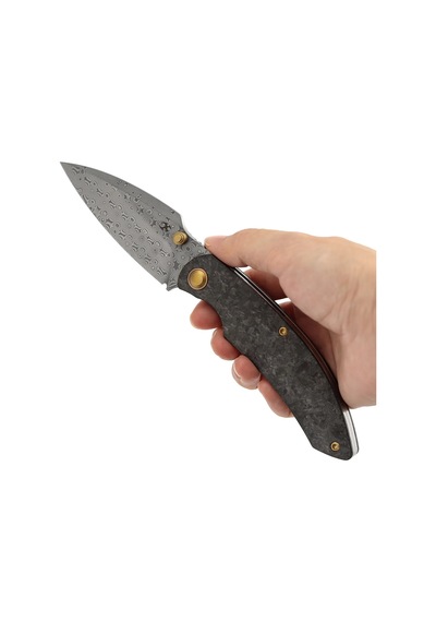 Kansept Falk Karbon Fiber Sap Damascus Çelik Çakı K1142a1 Kum