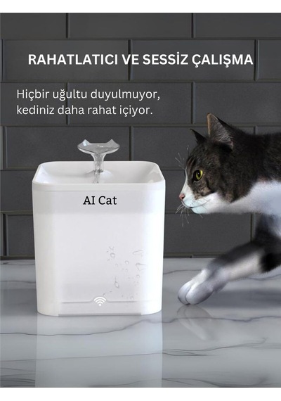 Akıllı Kedi Köpek Su Şelalesi Su Pınarı Su Sebili - Wifi Destekli - Uv - 2.2 Lt Otomatik Su Kabı Beyaz