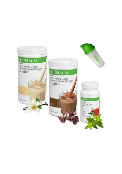 Herbalife Shake Vanilya 1 Çikolata 1 - Çay Klasik 50 Gr - Shaker