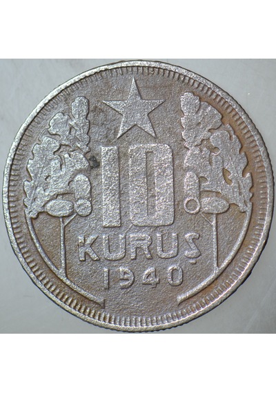 10 Kuruş 1940 İnönü Dönemi.