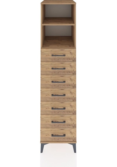 Kronos Dolap 2 Raflı 7 Çekmeceli 44x59x182 Çam-çam Çam