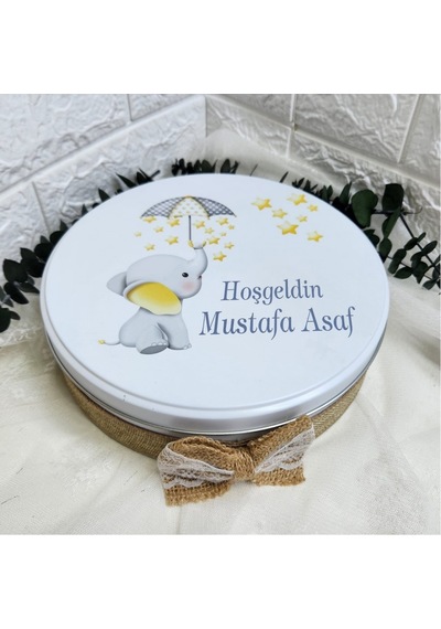 Hacı Paşa Suluhan Bebek Çikolatası Metal Kutulu Uv Baskılı Yağmurda Islanan Fil 50'li