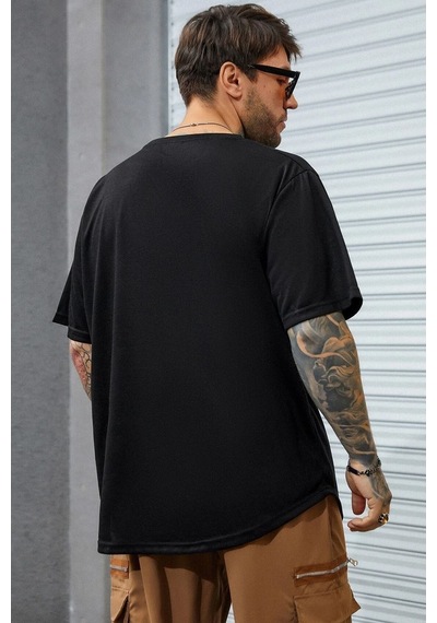 Unisex Aleman Rapero Baskılı T-shirt Siyah