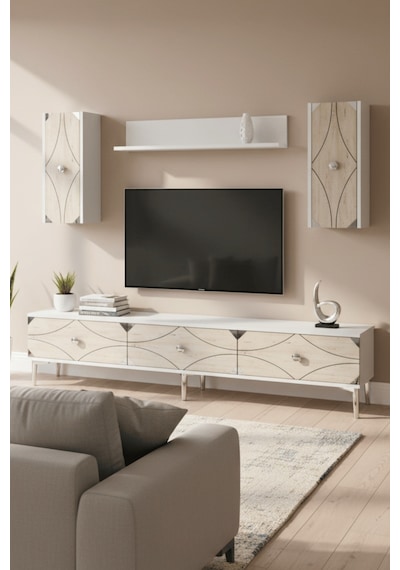 Tvr1897bts - Alfa Tvr180 Tv Ünitesi Takım , Tv Sehpası Beyaz - Traverten - Sılver 180cm Tvr1897bts - Alfa Tvr180 Tv Ünitesi Takım , Tv Sehpası Beyaz - Traverten - Sılver 180cm