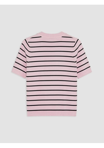Lcw Modest Pembe Bisiklet Yaka Çizgili Kadın Triko Kazak