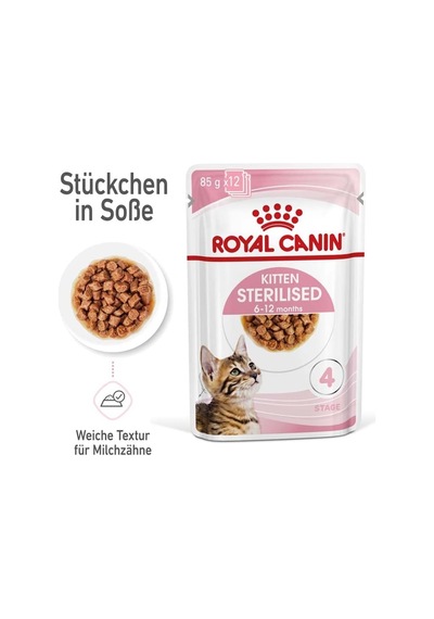 Kitten Sterilised Gravy Yavru Kedi Konservesi, 12x85 G