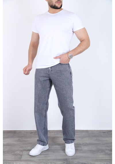 Blayn Jeans Erkek Antrasit Baggy Kot Pantolon - Geniş Kalıp Günlük Rahat Denim Jean Liver Gri