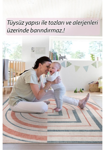 Foldy Modern Desenli Dokuma Taban Dekoratif Renkli Halı Fl 41 Çok Renkli