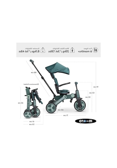 4in1 Katlanabilir Bisiklet, 360 Dönebilen Koltuk Ve Akıllı Fren Açık Mavi