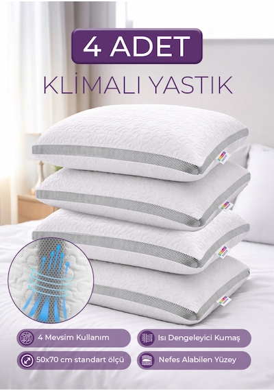4 Adet Klimalı Silikon Yastık - Daycool Serisi - 4 X 800 Gram Klimalı Kapitone Silikon Yastık Beyaz