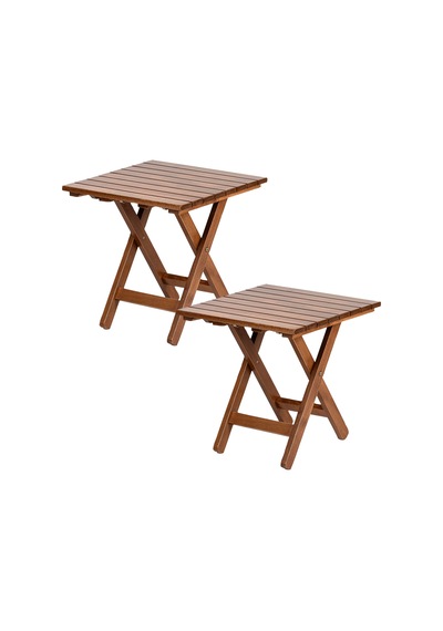 Bahçeme Kaş 50X50 Katlanır Ahşap Bahçe Balkon Sehpası X2