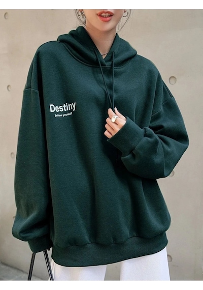 Startmore Haki Unisex Kadın/erkek Destıny Renkli Özel Baskılı Pamuklu Oversize Kapüşonlu