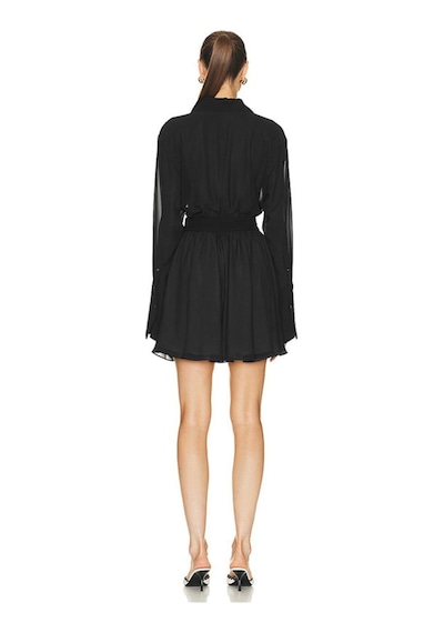 Fashion Cocktail Gömlek Stil Düğmeli Yakalı Belden Oturtmalı Transparan Üst Kloş A Formlu Skater Şifon Gece Elbisesi Siyah Fashion Cocktail Gömlek Stil Düğmeli Yakalı Belden Oturtmalı Transparan Üst Kloş A Formlu Skater Şifon Gece Elbisesi Siyah