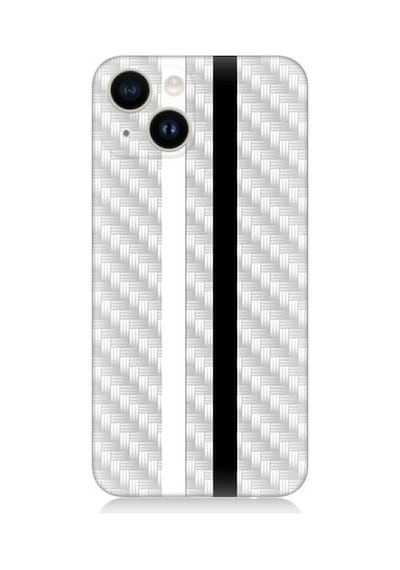 Apple Uyumlu iPhone 13 Mini Silikon Kılıf Siyah Beyaz Metal Motif