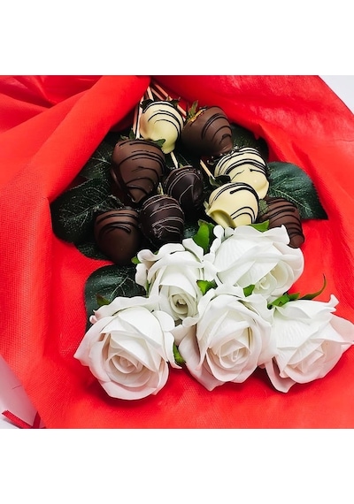 Nin Chocolate Sevgiliye Beyaz Çiçek Çikolata Demeti
