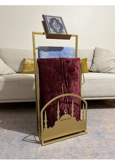 Safa Premium Rahleli Seccade Askısı, Ramazan Dekoru Gold Gold