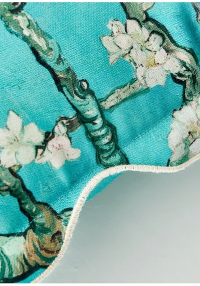 Bella Maison Van Gogh Almond Blossom Pamuklu Scallop Dekoratif Yastık Kılıfı Turkuaz 35x50 Cm Turkuaz