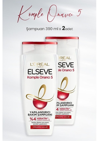 Elseve Komple Onarıcı 5 Yapılandırıcı Şampuan 390 Ml X 2 Adet