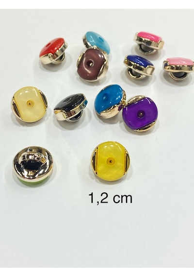Bebek Düğmesi / Metalize Plastik Düğme / 1,2 Cm / 10 Adet /02728 / - Kahve