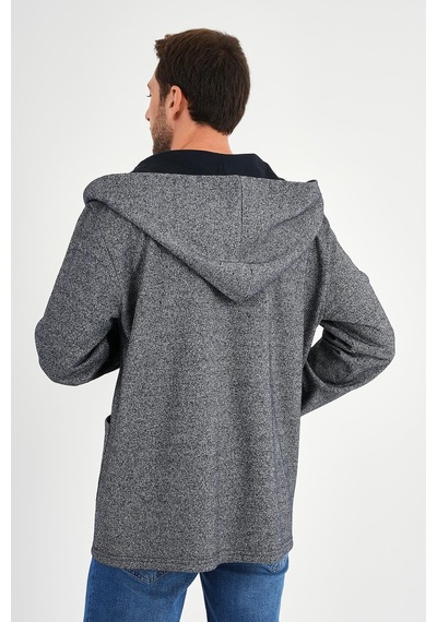 Alexandergardı Kapüşonlu İçi Şardonlu Oversize Hırka E23-607 03 Lacivert Melanj