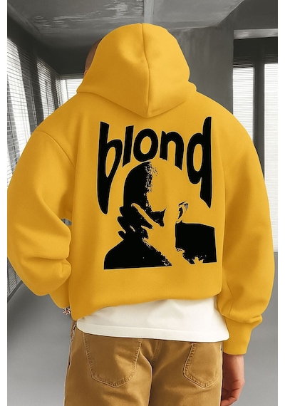Blond Baskılı Ünisex Kapüşonlu Sweat Sari