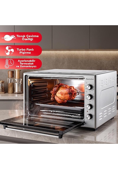 Şamdan 2024 70 L Tavuk Çevirme Özellikli Turbo Mini/Midi Fırın
