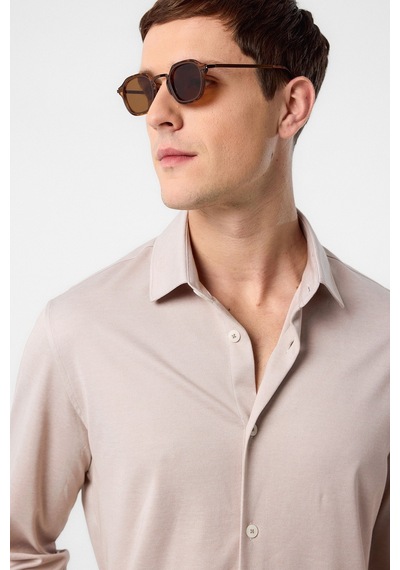 Antioch Slim Fit Erkek Gömlek Bej