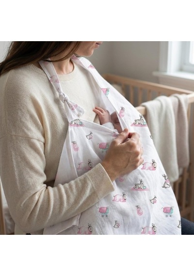% 100 Pamuk Müslin Bebek Emzirme Önlüğü Bébé Lapin Rose Feed1019