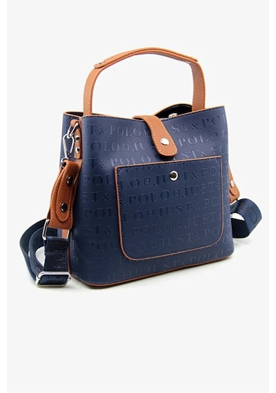 Just Polo Kadın Su Geçirmez Şık El & Omuz Çantası Ve Cüzdanı Kombin Shopper Lacivert - Taba
