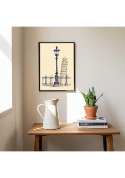 Mavi Paris Sokak Posteri Minimal Mürekkep Şehir Duvar Sanatı Paris Lambası Kağıt Baskı