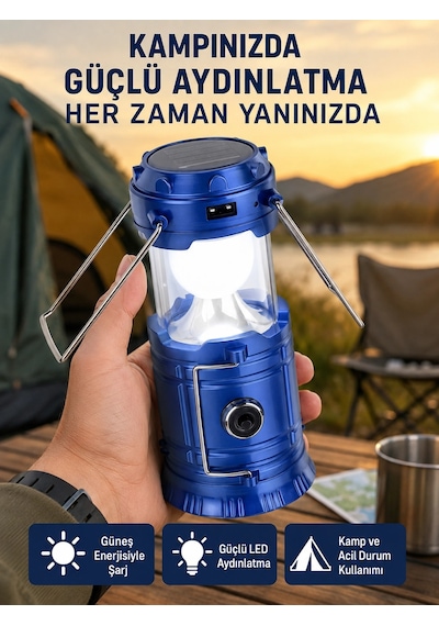 Katlanabilir Usb Çıkışlı Kamp Feneri - Şarj Edilebilir, Dayanıklı Ve Çok Fonksiyonlu Çok Renkli