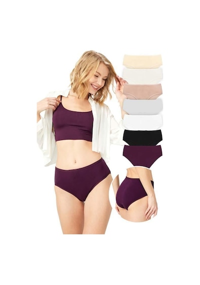 Cottonhill Basic Klasik Pamuklu Geniş Kenarlı Bato Külot 7'li Paket Çok Renkli 2 Çok Renkli