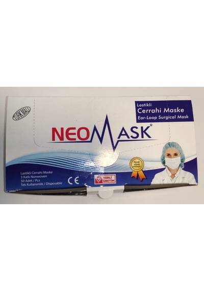 Neomask 3 Katlı Burun Telli Tam Ulturasonik Cerrahi Maske 50 Adet