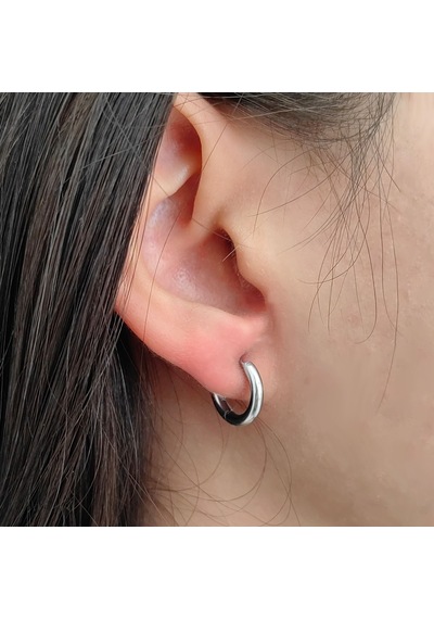 Chavin Çelik Gri 10 Mm Küçük Unisex Halka Küpe Et96by