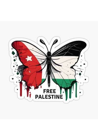 Özgür Filistin Filistin Bayrağı Kelebeği Araba Oto Sticker Etiket