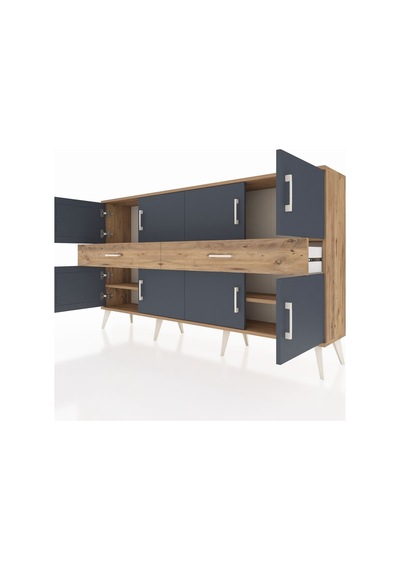 Arges Konsol 4 Raflı 2 Çekmeceli 8 Kapaklı 176x30x99 Çam-antrasit Çam-antrasit/çam Arges Konsol 4 Raflı 2 Çekmeceli 8 Kapaklı 176x30x99 Çam-antrasit Çam-antrasit/çam