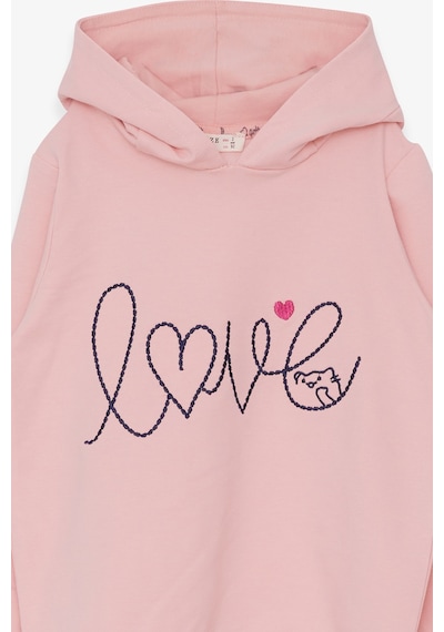 Breeze KIz Çocuk Sweatshirt Nakışlı Yazı Baskılı 2-6 Yaş, Pudra