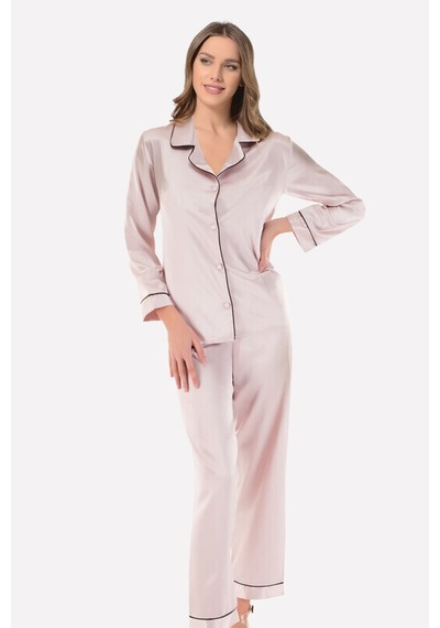 Nbb Kadın Pudra Saten Pijama Takımı 001
