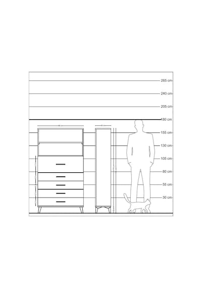 Arges Dolap 2 Raflı 5 Çekmeceli 88x30x163 Antrasit-çam Antrasit