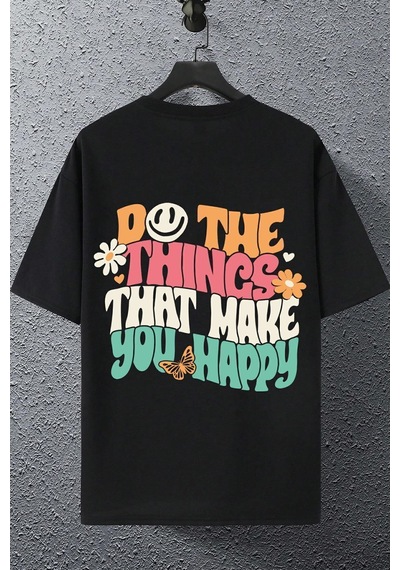 Uyguntarz Unisex Baskılı Oversize T-shirt Siyah2