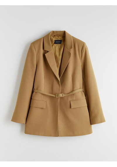 Lcwaıkıkı Classic Sarı Beli Kemerli Kadın Blazer Ceket