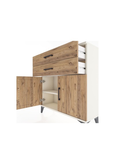 Arges Şifonyer Tek Raflı 2 Çekmeceli 2 Kapaklı 88x30x96 Aytaşı-çam Aytası