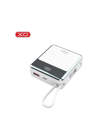Pr224 38.5w Pd Hızlı Dahili Type-c Usb-c / Lightning Usb-a 3 Çıkış Ekranlı 10000 Mah Powerbank Beyaz