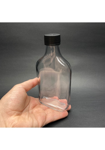 Rotanev 2 Adet Şeffaf Cold Brew Siyah Kapaklı Soğuk Kahve Yassı Cam Şişe 200 ml ve Çubuk Buz Kalıbı